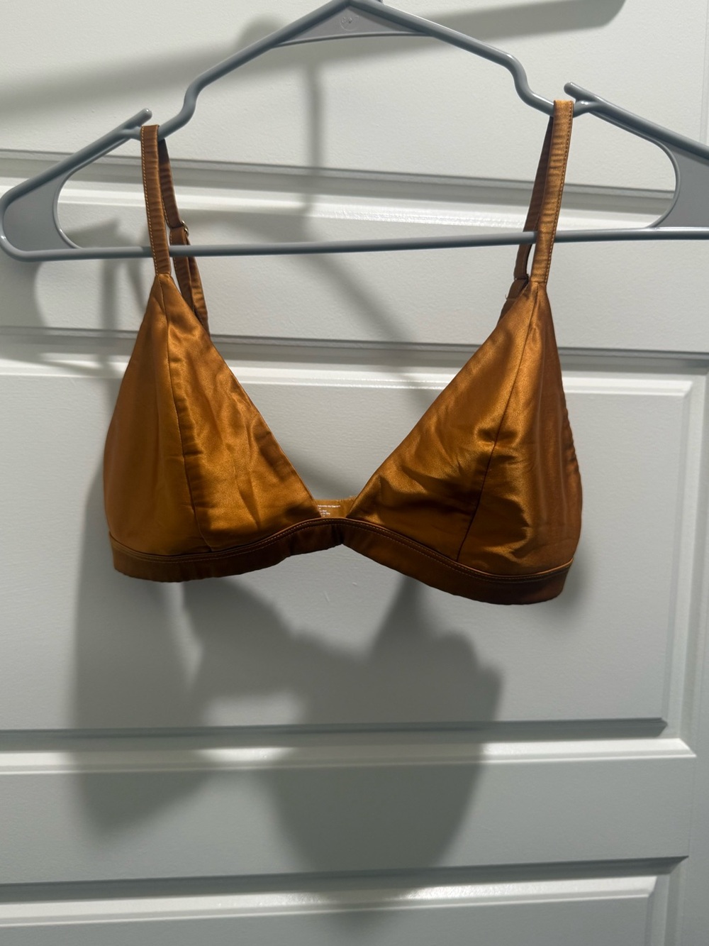 Satin Triangle Bralette in Copper